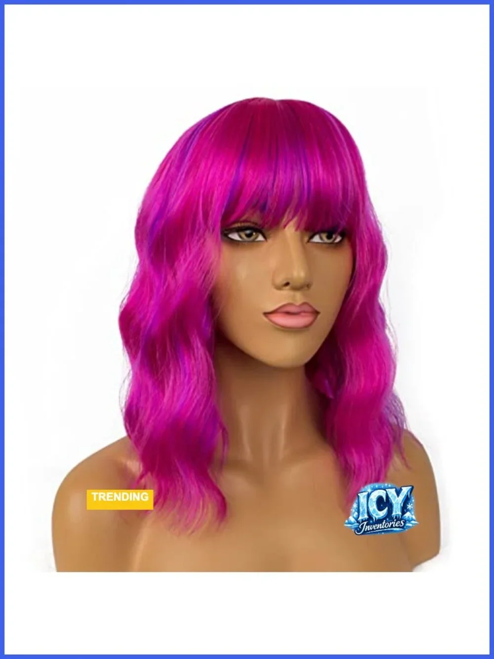 Short Bob Wig with Bangs Loose Wavy Synthetic Heat Resistant Fiber Cosplay Wig